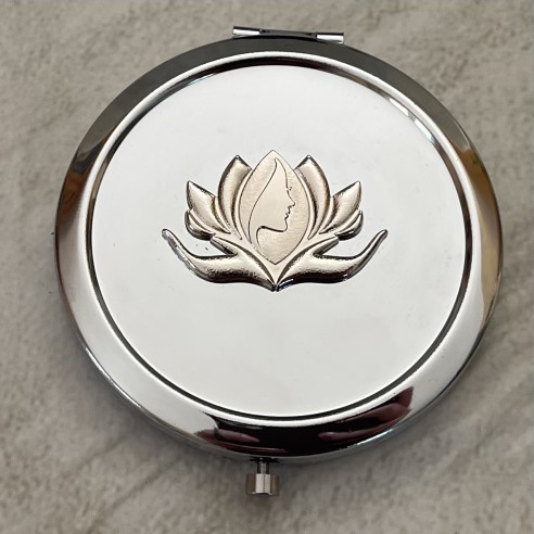 Miroir de sac DELUXE métal argent décoration artisanale Marque Au pays des senteurs