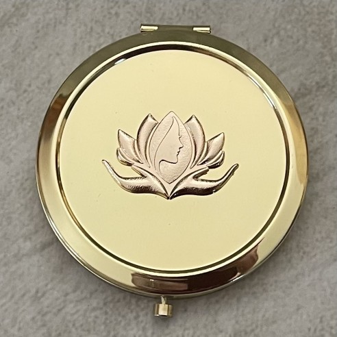 Miroir de sac DELUXE métal or décoration artisanale Marque Au pays des senteurs Miroir de sac DELUXE métal or décoration artisanale Marque Au pays des senteurs