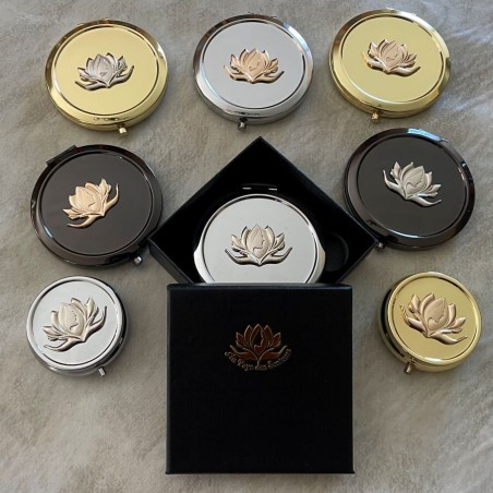 Miroir de sac DELUXE métal argent décoration artisanale Marque Au pays des senteurs divers