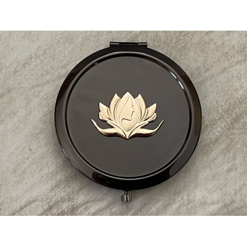Miroir de sac DE LUXE métal noir décoration artisanale Marque Au pays des senteurs Miroir de sac DE LUXE métal noir décoration artisanale Marque Au pays des senteurs