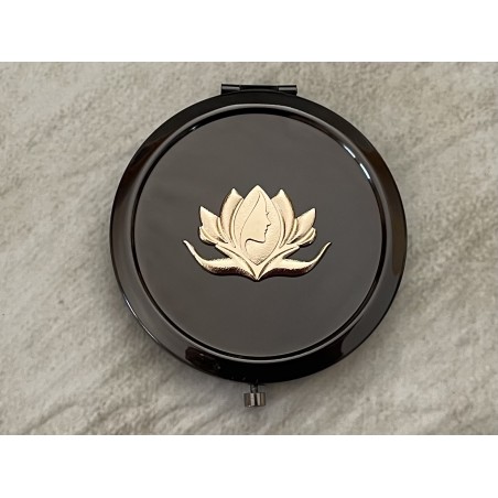 Miroir de sac DE LUXE métal noir décoration artisanale Marque Au pays des senteurs