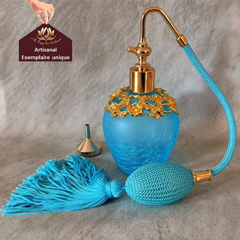 Vaporisateur de parfum poire bleue craquelé artisanal 90ml