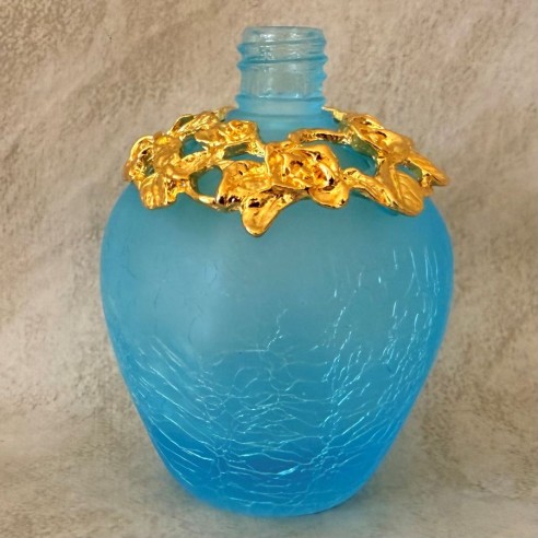 Vaporisateur de parfum bleue craquelé artisanal 90ml  ouvert