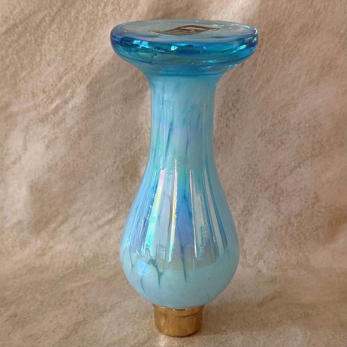 Vaporisateur de parfum de luxe verre artisanal nacré bleu vide et rechargeable 110ml envers