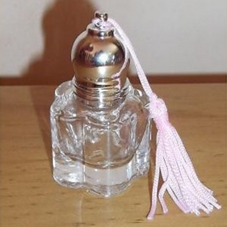 Roll-on en verre vide et rechargeable 6 ml avec pompon modèle fleur  - 1