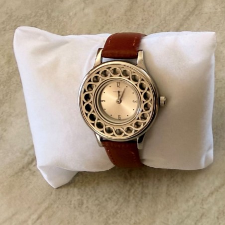 Montre diffuseur de parfum bracelet cuir marron