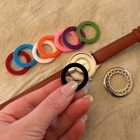 Montre diffuseur de parfum bracelet cuir marron avec patch diffuseur