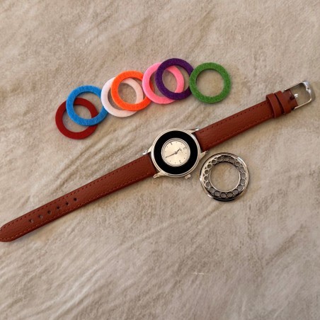 Montre diffuseur de parfum bracelet cuir marron marque Au pays des senteurs