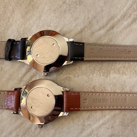 Montre diffuseur de parfum bracelet vrai cuir noir