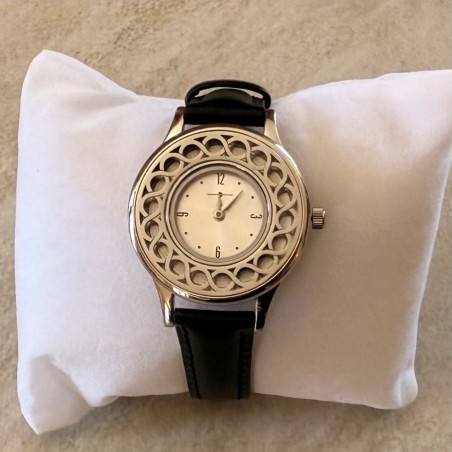 Montre diffuseur de parfum bracelet cuir noir