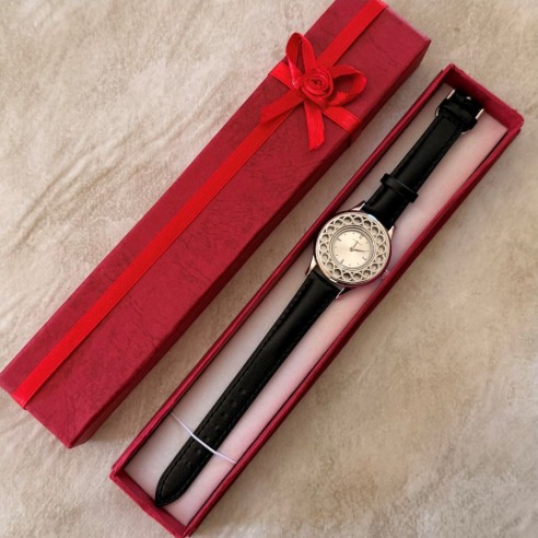 Montre diffuseur de parfum bracelet cuir noir dans boîte cadeau pour montre