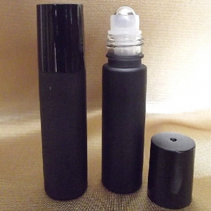 Roll on de parfum verre noir givré avec bille en métal 10 ml  - 1