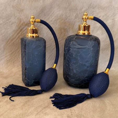 vaporisateur de parfum artisanal craquelé bleu nuit 2  formes