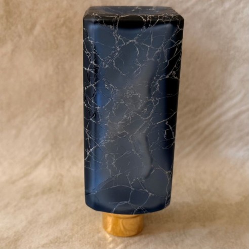 Vaporisateur de parfum poire artisanal  verre craquelé rectangle bleu nuit envers