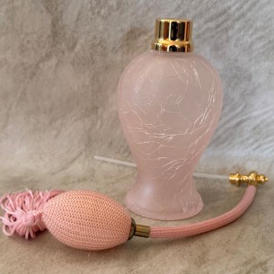 Vaporisateur de parfum poire artisanal galbé verre craquelé rose 2