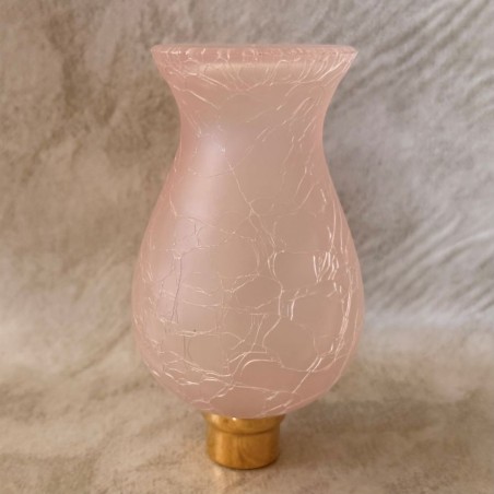 Vaporisateur de parfum poire artisanal galbé  verre craquelé opaque rose envers