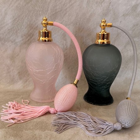Vaporisateur de parfum poire artisanal galbé  verre craquelé 2 couleurs