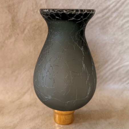 Vaporisateur de parfum poire artisanal galbé verre craquelé gris fumé ouvert