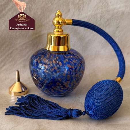Vaporisateur de parfum poire artisanal bleu or 90ml