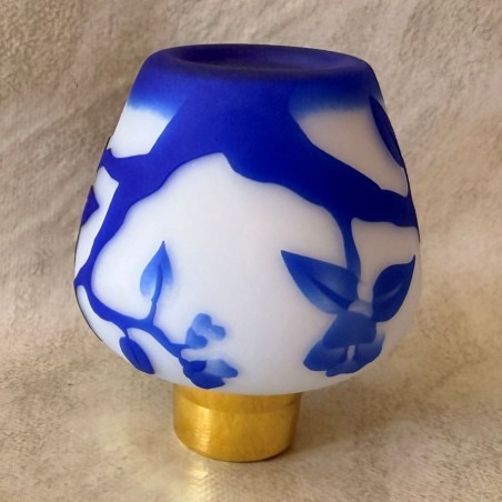 Vaporisateur de parfum poire artisanal peint à la main bleu