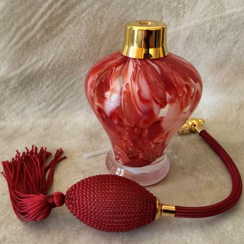 Vaporisateur de parfum poire marbré rouge ouvert