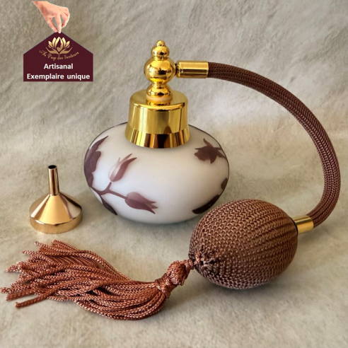 Vaporisateur de parfum poire artisanal sablé peint à la main marron 80ml