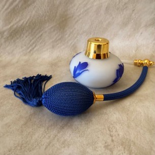 Vaporisateur de parfum poire artisanal sablé peint à la main bleu 80ml 2