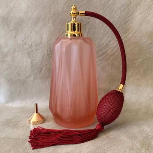 Vaporisateur de parfum poire de luxe verre artisanal vieux  rose vide et rechargeable grande contenance