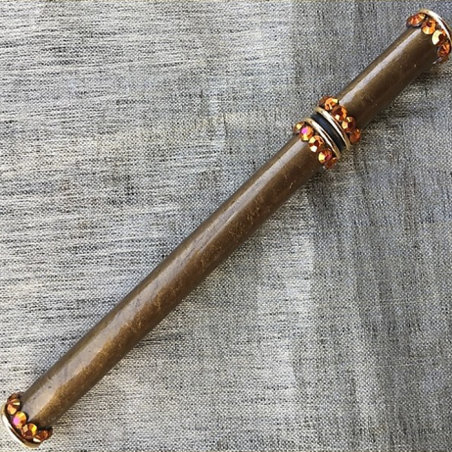 Stylo applicateur de parfum plaqué or 24K décoration artisanale bronze doré et strass CRISTAL DE SWAROVSKI ASTRAL PINK  - 1