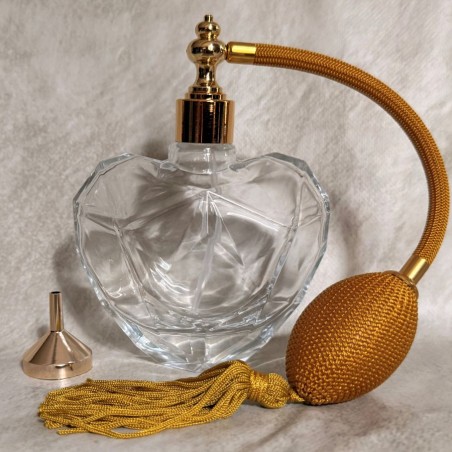 Vaporisateur de parfum cœur facettes  poire moutarde dorée gamme création monture artisanale  Marque Au pays des senteurs