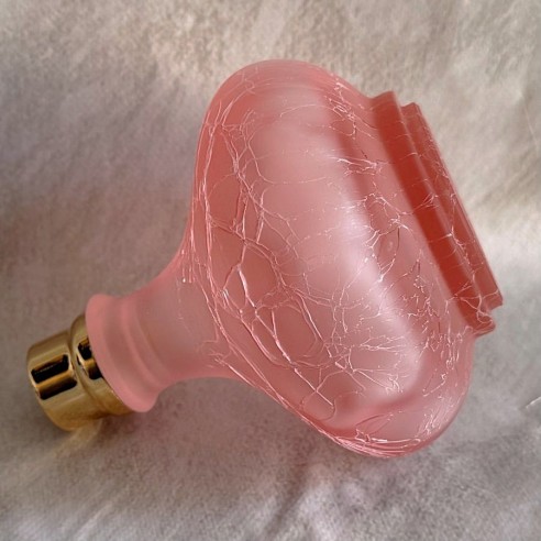 Vaporisateur de parfum artisanal verre craquelé rose évasé grande contenance profil