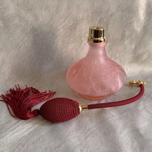Vaporisateur de parfum poire bordeaux artisanal verre craquelé rose évasé grande contenance 2