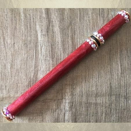 Stylo applicateur de parfum CRISTAL DE SWAROVSKI CRYSTAL AB plaqué or 24 K rubis fabrication artisanale  - 1