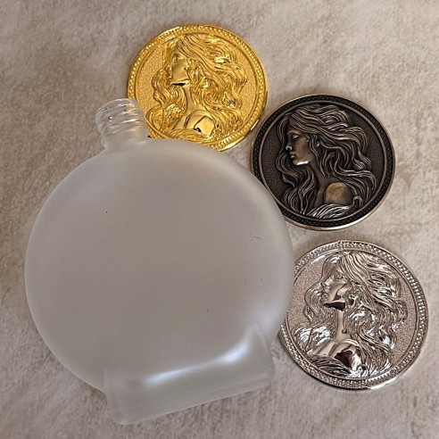 Vaporisateur de parfum atomiseur poire décoration artisanale estampe dame mystérieuse or groupé