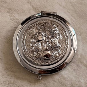 Miroir de sac Miroir de poche de luxe argent Dame mystérieuse gros plan Marque au  pays des senteurs