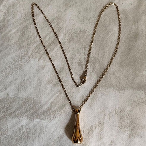 Fiole pendentif de parfum acier inoxydable 316L or jaune long