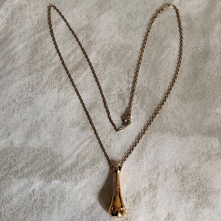 Fiole pendentif de parfum acier inoxydable 316L or jaune long