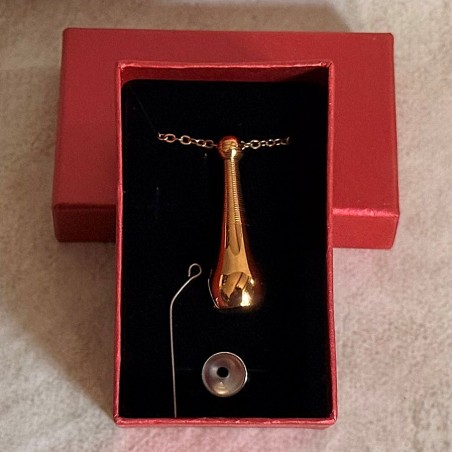 Fiole pendentif de parfum acier inoxydable 316L or jaune dans coffret