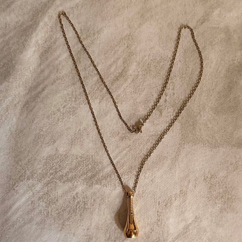 Fiole pendentif  diffuseur de parfum Acier inoxydable 316L or posée