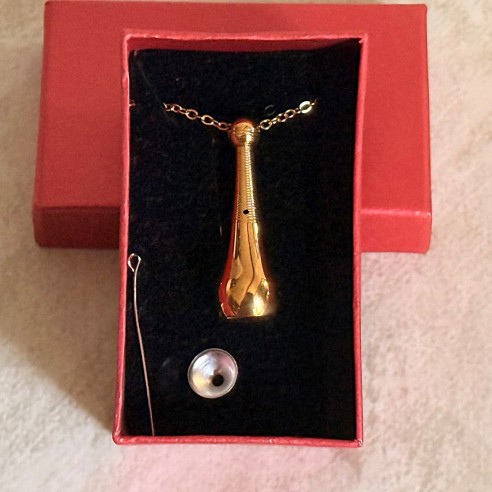 Fiole pendentif  diffuseur de parfum Acier inoxydable 316L or coffret cadeau