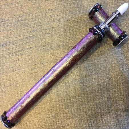 Stylo applicateur de parfum chrome décoration artisanale CRISTAL DE SWAROVSKI RAINBOW DARK peinture caméléon  - 2