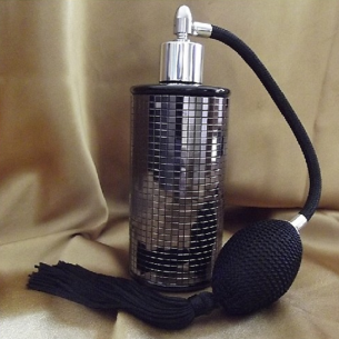 Vaporisateur de parfum poire en verre noir miroir mosaïque couleur hématite 100 ml vide et rechargeable