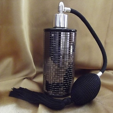 Vaporisateur de parfum poire en verre noir miroir mosaïque couleur hématite 100 ml vide et rechargeable  - 1