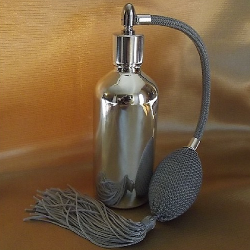 Vaporisateur de parfum poire grise vide et rechargeable verre effet miroir argent 100 ml  - 1