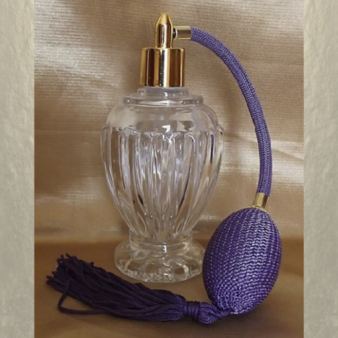 Flacon Vaporisateur Rechargeable En Verre - Avec Pompe à Poire Dorée & Pompon - 8,3x7,6 Cm - Parfait Pour Poudres & Parfums De Voyage