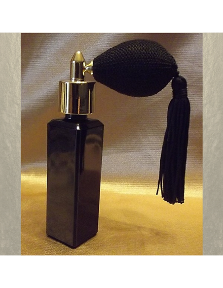 Vaporisateur de parfum poire courte noire pompon verre noir vide et rechargeable 30ml  - 1